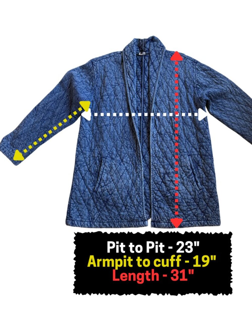 Lucky Brand XL Quilted Denim Jacket Open Front Shawl Collar Coat - Picture 4 of 17